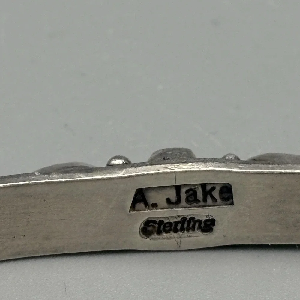 Native American Sterling Silver Cuff Bracelet Albert Jake Turquoise Spiny Oyster